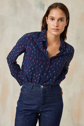 Chemisier en soie Reine Elisabeth Bleu - Soi Paris