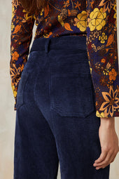 Pantalon Idéaliste en velours Bleu Nuit - Soi Paris