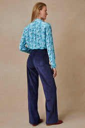 Pantalon Idéaliste en velours Bleu Nuit - Soi Paris