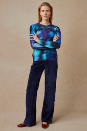 Pantalon Idéaliste en velours Bleu Nuit - Soi Paris