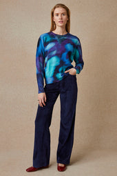 Pantalon Idéaliste en velours Bleu Nuit - Soi Paris