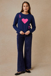 Pull Dame de Cœur Bleu en Laine - Soi Paris