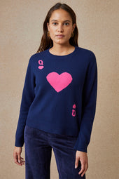 Pull Dame de Cœur Bleu en Laine - Soi Paris