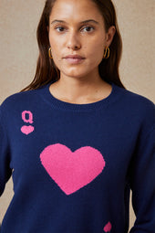 Pull Dame de Cœur Bleu en Laine - Soi Paris