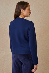 Pull Dame de Cœur Bleu en Laine - Soi Paris