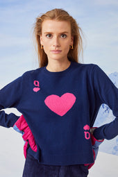 Pull Dame de Cœur Bleu en Laine - Soi Paris
