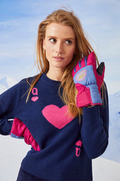 Pull Dame de Cœur Bleu en Laine - Soi Paris