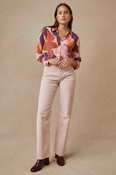 Pantalon Idéaliste en velours Rose Poudré - Soi Paris