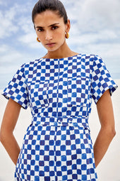 Robe Gaïa Echec et Mat Bleu - Soi Paris