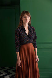 Chemisier Reine Elisabeth Noir en soie - Soi Paris