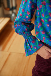 Blouse Flamboyante Fraises Volantes Bleu - Soi Paris