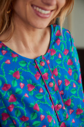 Blouse Flamboyante Fraises Volantes Bleu - Soi Paris