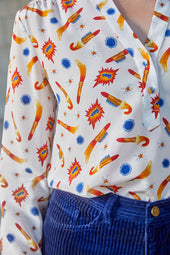 Blouse Lumineuse en soie Rocket Lipstick Blanc - Soi Paris