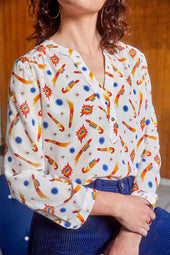 Blouse Lumineuse en soie Rocket Lipstick Blanc - Soi Paris