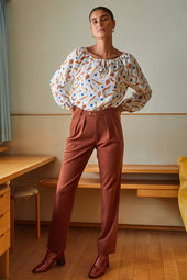 Blouse Radieuse en soie Rocket Lipstick Blanc - Soi Paris