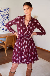Robe L'Imprévisible en soie Ballet de Tulipes Bordeaux - Soi Paris