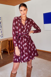 Robe L'Imprévisible en soie Ballet de Tulipes Bordeaux - Soi Paris