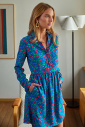 Robe Splendide Fraises Volantes Bleu - Soi Paris