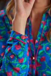 Robe Splendide Fraises Volantes Bleu - Soi Paris