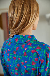 Robe Splendide Fraises Volantes Bleu - Soi Paris