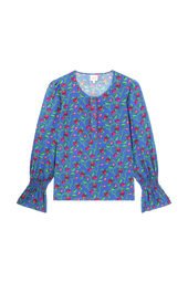 Blouse Flamboyante Fraises Volantes Bleu - Soi Paris