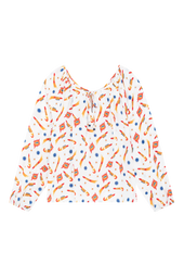 Blouse Radieuse en soie Rocket Lipstick Blanc - Soi Paris