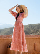 Robe Bohème imprimé Cappadoce Rose - Soi Paris