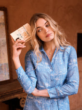 Robe Impériale imprimé Louxor Bleu - Soi Paris