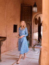 Robe Impériale imprimé Louxor Bleu - Soi Paris