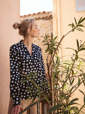Chemisier en coton col pyjama Black or White - Soi Paris